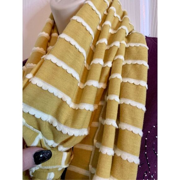 Infinity Scarf Scallop Detail Mustard Spring Fall Summer Winter - Picture 4 of 6